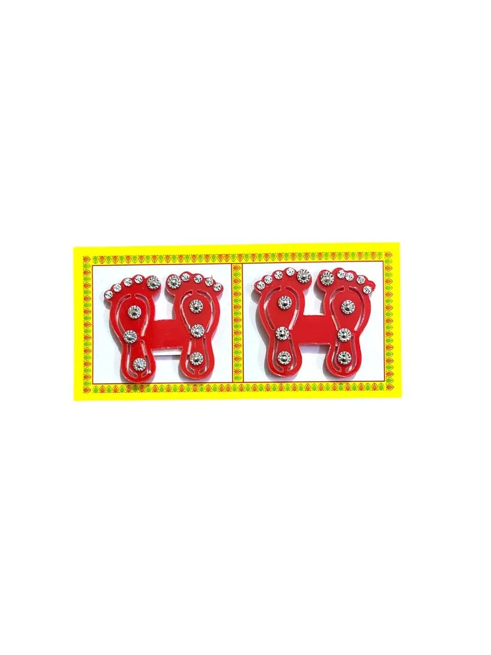 Acrylic Plastic Swastik Sticker & laxmi charan paduka for Door (Red, Small) Diwali Decoration Laxmi Ji Ganesh Ji Pujan Set