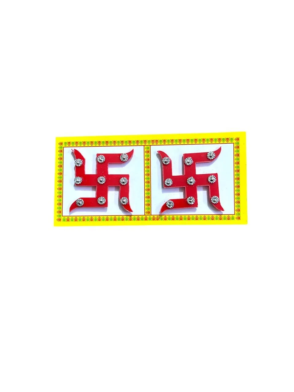 Acrylic Plastic Swastik Sticker & laxmi charan paduka for Door (Red, Small) Diwali Decoration Laxmi Ji Ganesh Ji Pujan Set