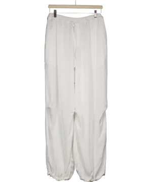 Anthropologie White Maeve Silky Drawstring Parachute Trousers UK S