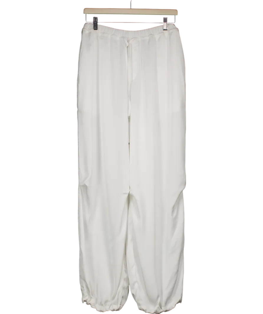 Anthropologie White Maeve Silky Drawstring Parachute Trousers UK S