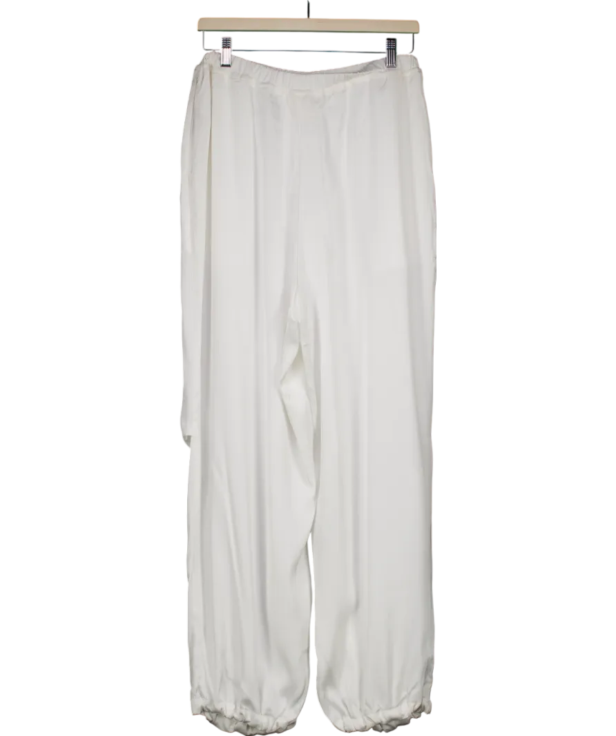 Anthropologie White Maeve Silky Drawstring Parachute Trousers UK S