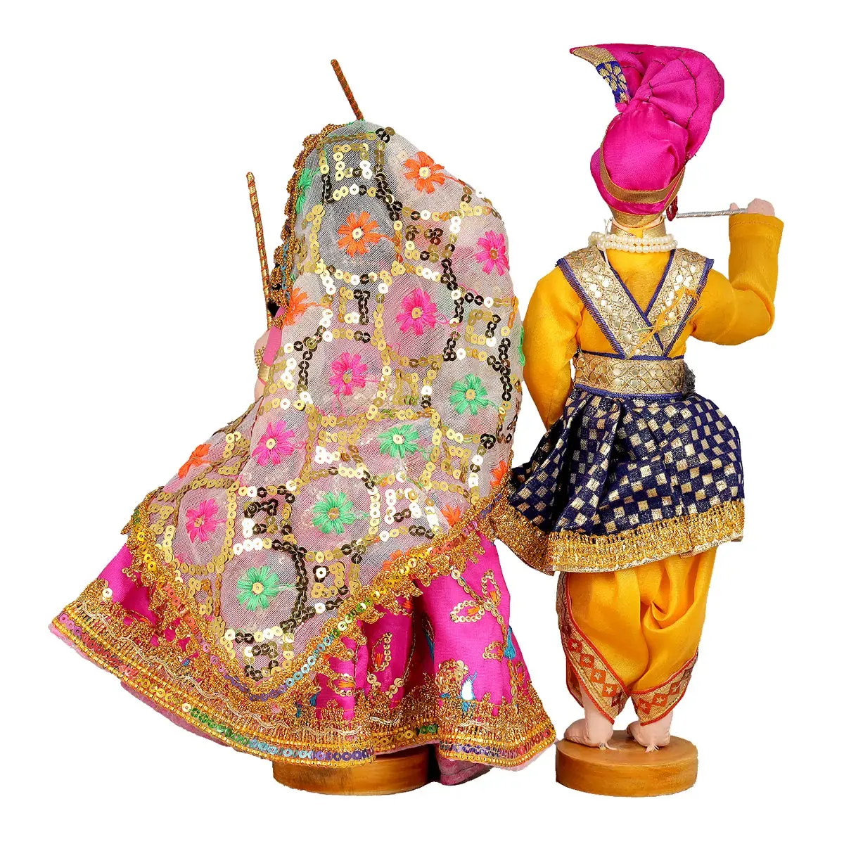 Dandiya Dancing Doll Cloth Golu Bommai Pair - 12 x 7 Inches | Giri Golu Doll/ Navaratri Golu Bomma/Gombe