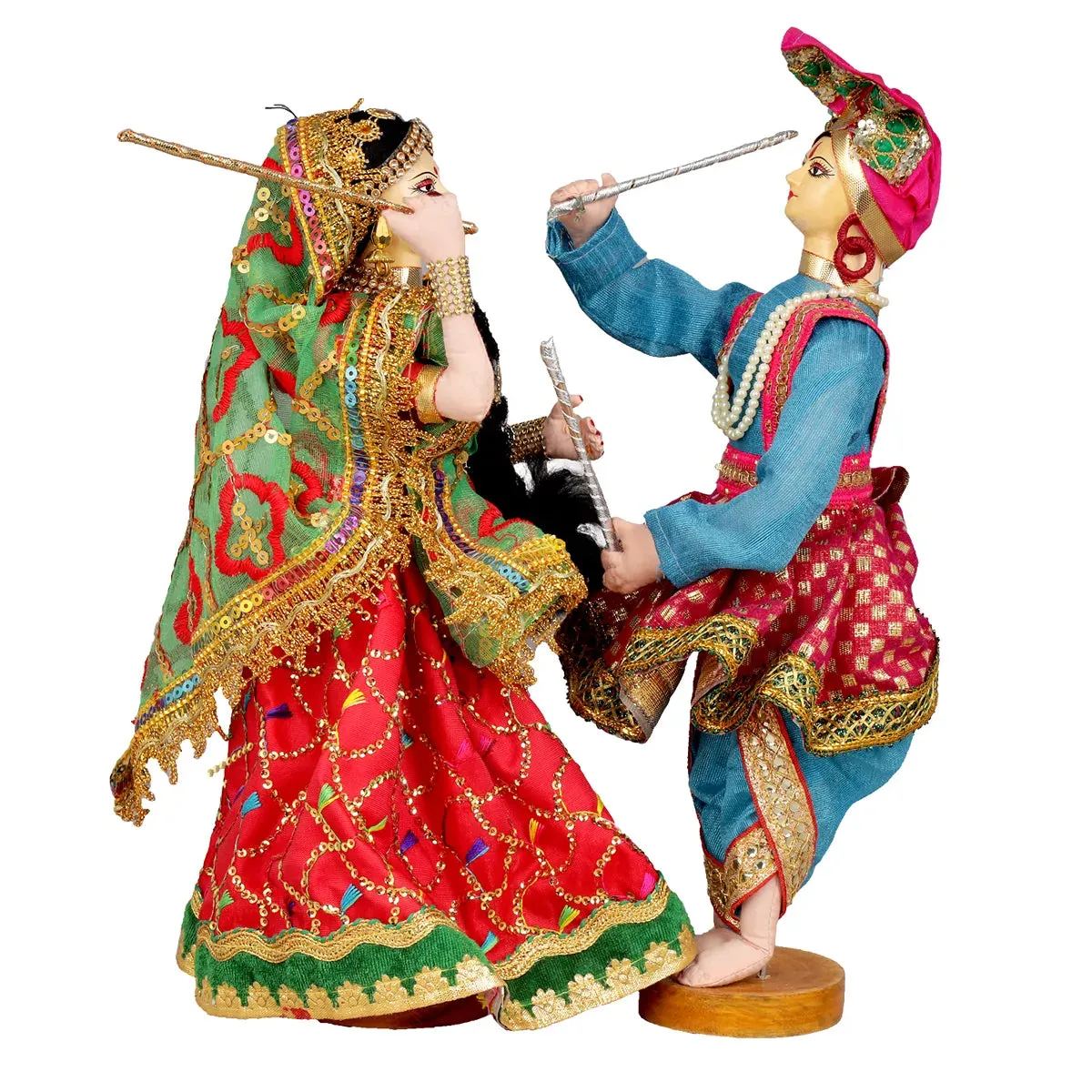 Dandiya Dancing Doll Cloth Golu Bommai Pair - 12 x 7 Inches | Giri Golu Doll/ Navaratri Golu Bomma/Gombe