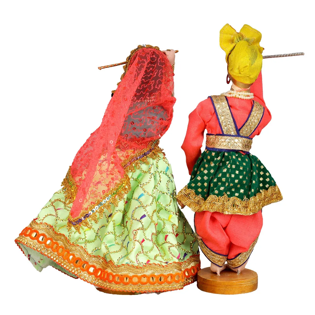 Dandiya Dancing Doll Cloth Golu Bommai Pair - 12 x 7 Inches | Giri Golu Doll/ Navaratri Golu Bomma/Gombe