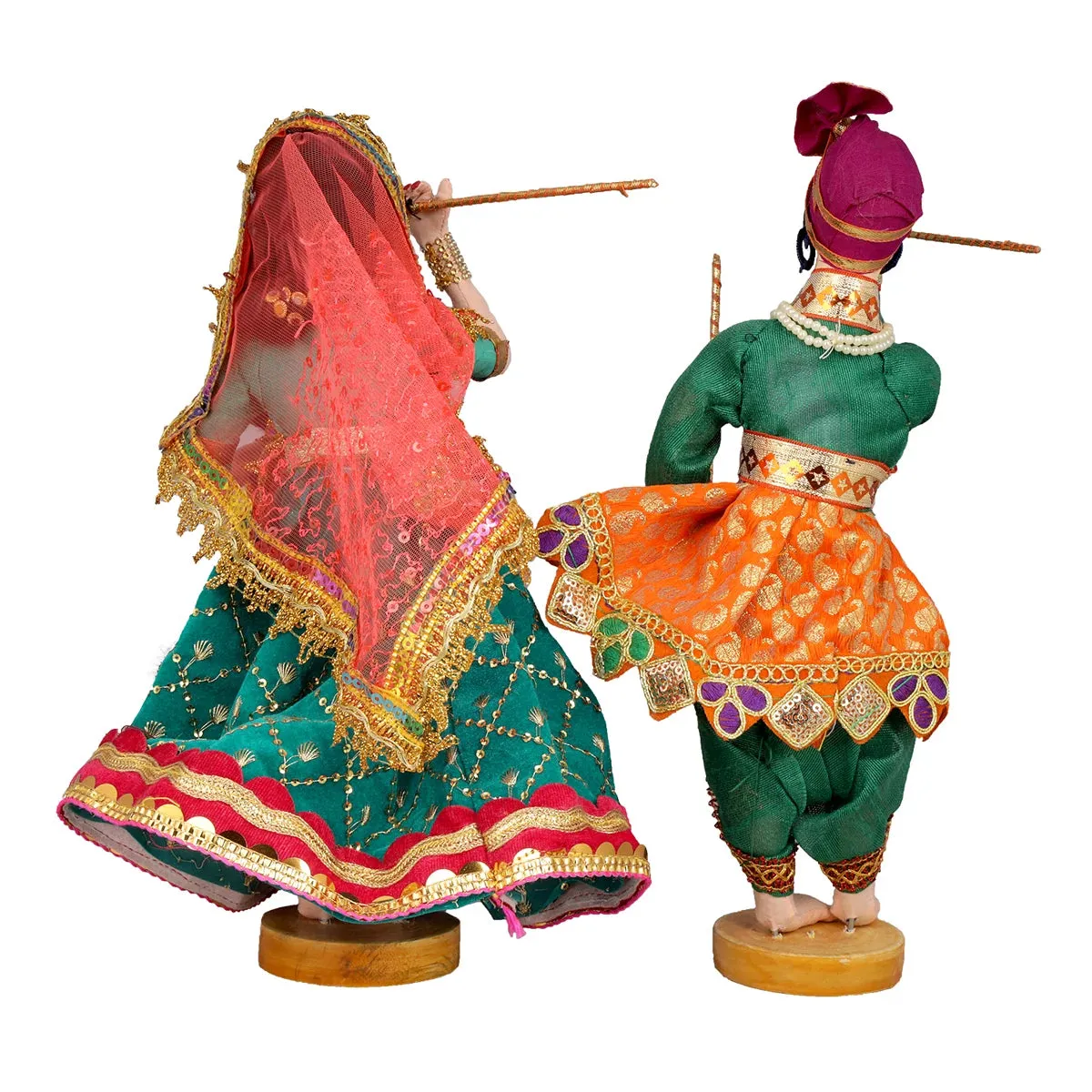 Dandiya Dancing Doll Cloth Golu Bommai Pair - 12 x 7 Inches | Giri Golu Doll/ Navaratri Golu Bomma/Gombe