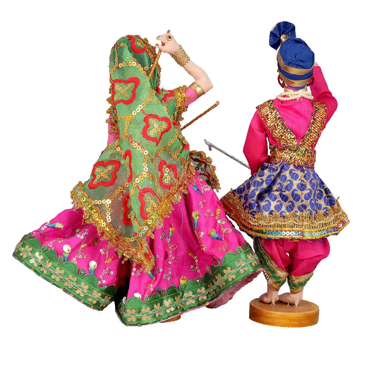 Dandiya Dancing Doll Cloth Golu Bommai Pair - 12 x 7 Inches | Giri Golu Doll/ Navaratri Golu Bomma/Gombe