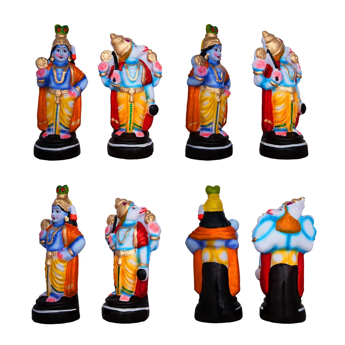 Dasavatharam Clay Golu Bommai Set - 9 x 3 Inches | Giri Golu Doll/ Navaratri Golu Bomma/Gombe/Bommai