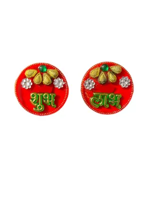 Fancy Decorative Acrylic Subh Labh Ganesha Stickers for Main Side Door/Wall Entrance Hanging Decor Diwali Festival