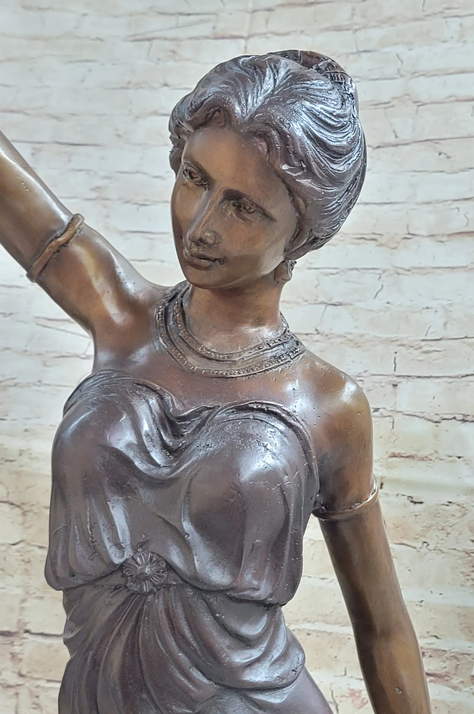 Girl Woman Holding Torch French Electric Table Lamp Bronze Statue Moreau 51" x 13"