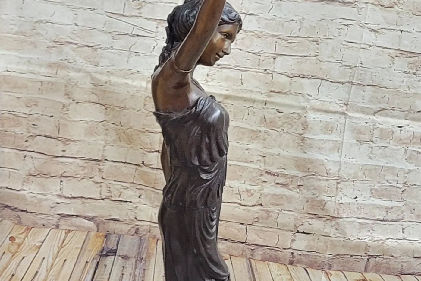Girl Woman Holding Torch French Electric Table Lamp Bronze Statue Moreau 51" x 13"