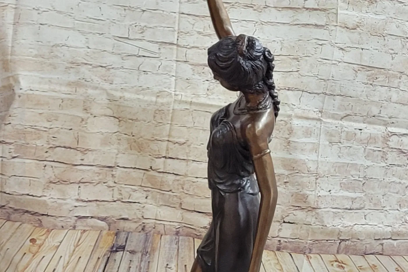 Girl Woman Holding Torch French Electric Table Lamp Bronze Statue Moreau 51" x 13"