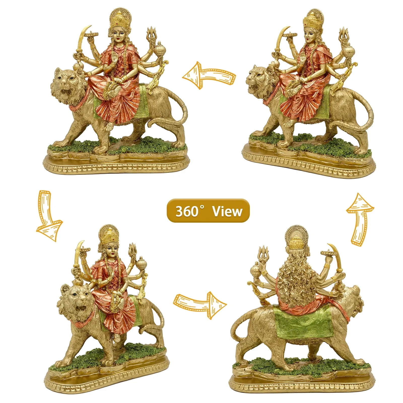 Hindu Goddess Lord Durga Statue - India God Murti Idol Home Temple Puja Sculpture - Indian Diwali Day Mandir Pooja Decoration