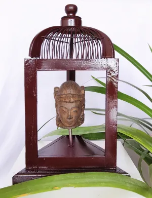 Home Decor: Table Accent. Unique Stone Dewi Bust Mounted in a open Bird Cage Frame.