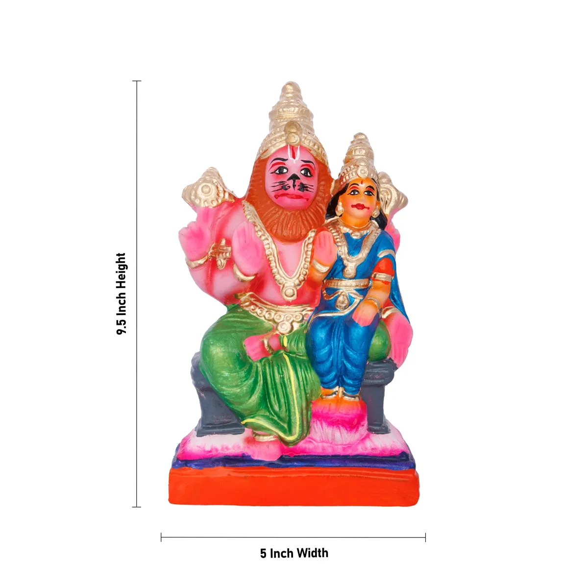 Lakshmi Narasimha Idol Clay Golu Bommai - 9.5 x 5 Inches | Giri Golu Doll/ Navaratri Golu Bomma/ Gombe/ Bommai