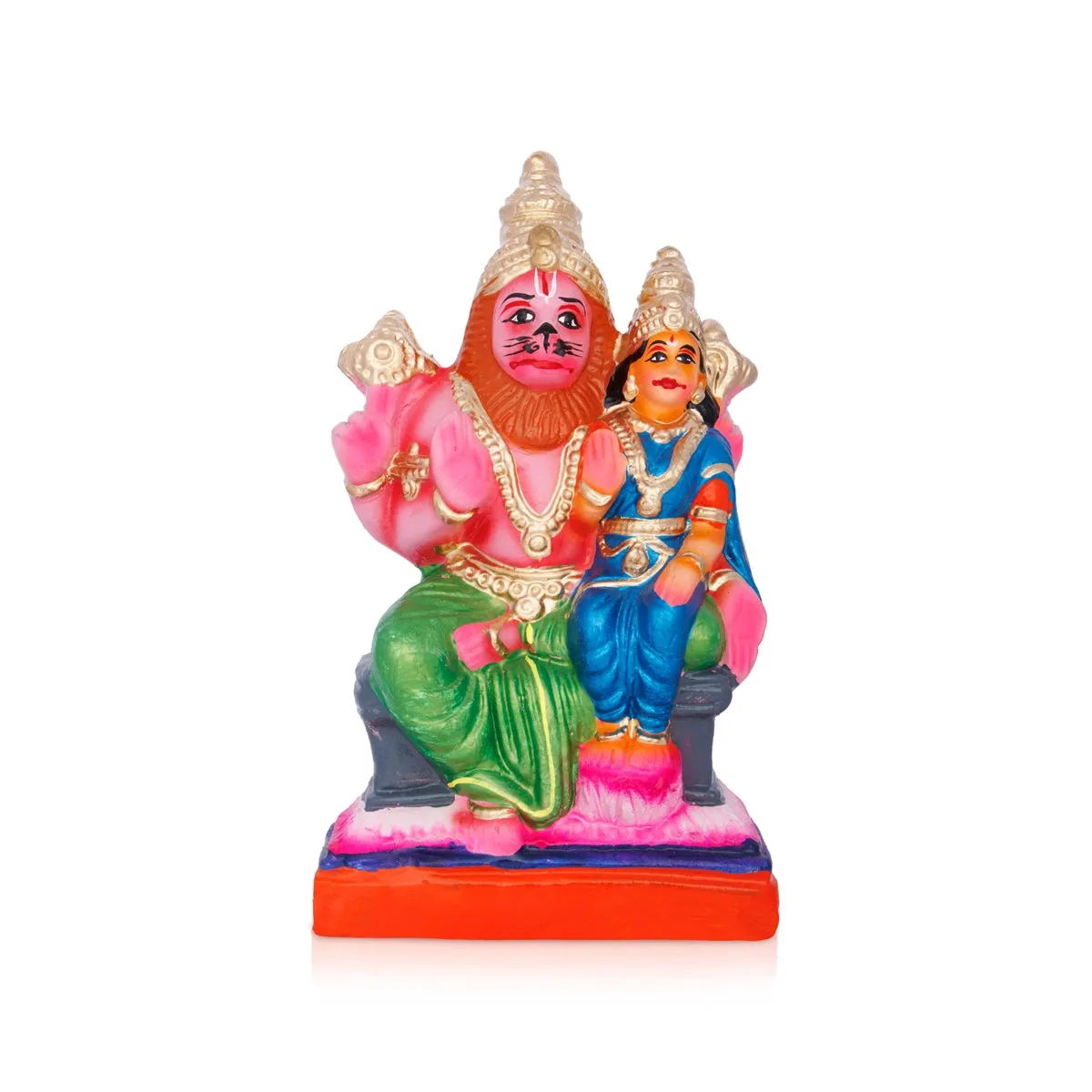 Lakshmi Narasimha Idol Clay Golu Bommai - 9.5 x 5 Inches | Giri Golu Doll/ Navaratri Golu Bomma/ Gombe/ Bommai