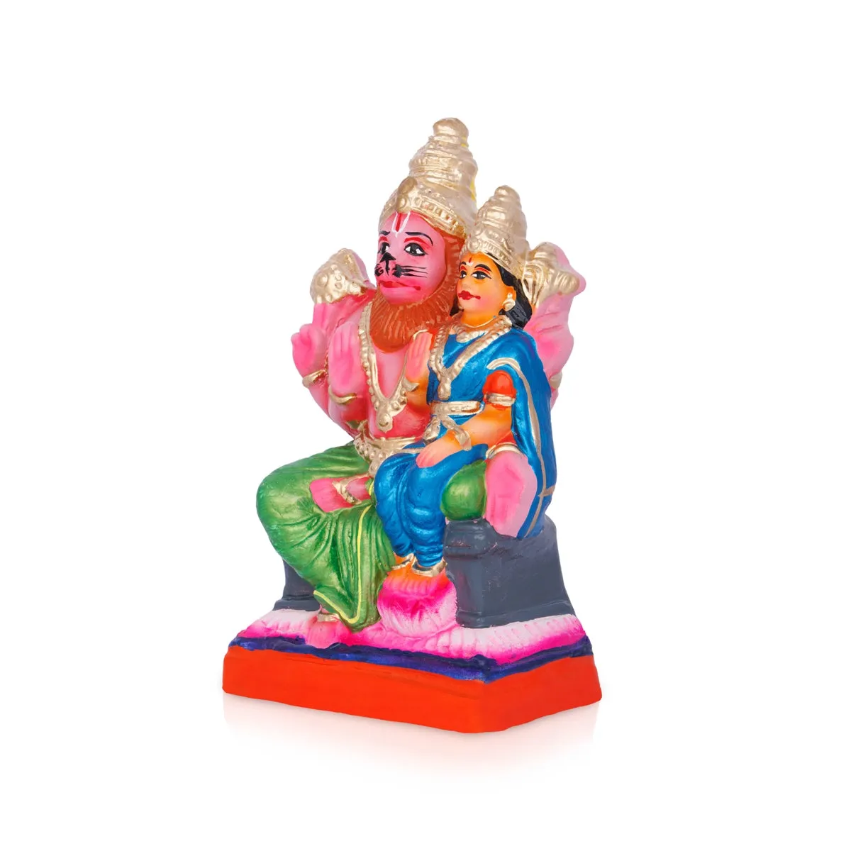 Lakshmi Narasimha Idol Clay Golu Bommai - 9.5 x 5 Inches | Giri Golu Doll/ Navaratri Golu Bomma/ Gombe/ Bommai