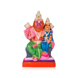 Lakshmi Narasimha Idol Clay Golu Bommai - 9.5 x 5 Inches | Giri Golu Doll/ Navaratri Golu Bomma/ Gombe/ Bommai