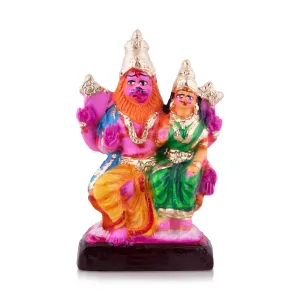 Lakshmi Narasimhar Clay Golu Bommai - 8 x 5 Inches | Giri Golu Doll/ Navaratri Golu Bomma/Gombe/Bommai