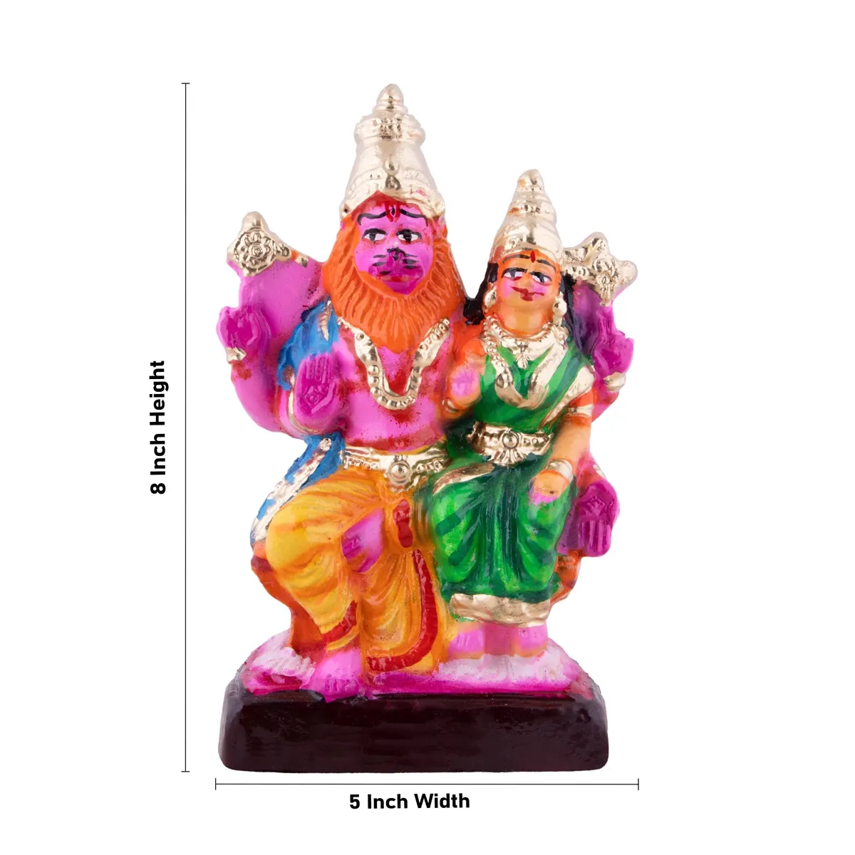 Lakshmi Narasimhar Clay Golu Bommai - 8 x 5 Inches | Giri Golu Doll/ Navaratri Golu Bomma/Gombe/Bommai