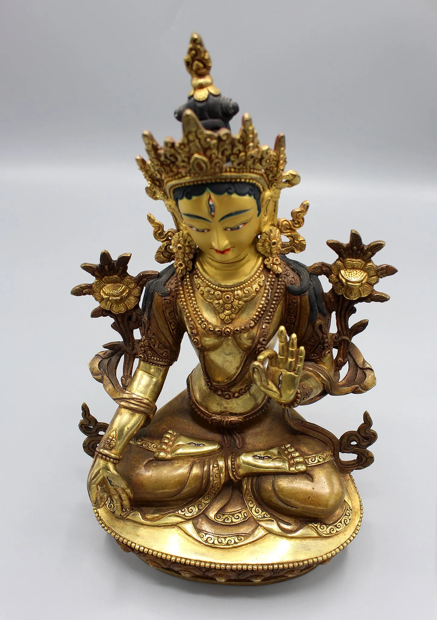 Partly Gold Plated Magical White Tara Statue