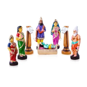 Rama Jananam Clay Golu Bommai Set - 7 x 8.5 Inches | Giri Golu Doll/Navaratri Golu Bomma/Gombe/Bommai