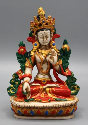 White Tara Statue 5.8" Handpainted Resin Nepal