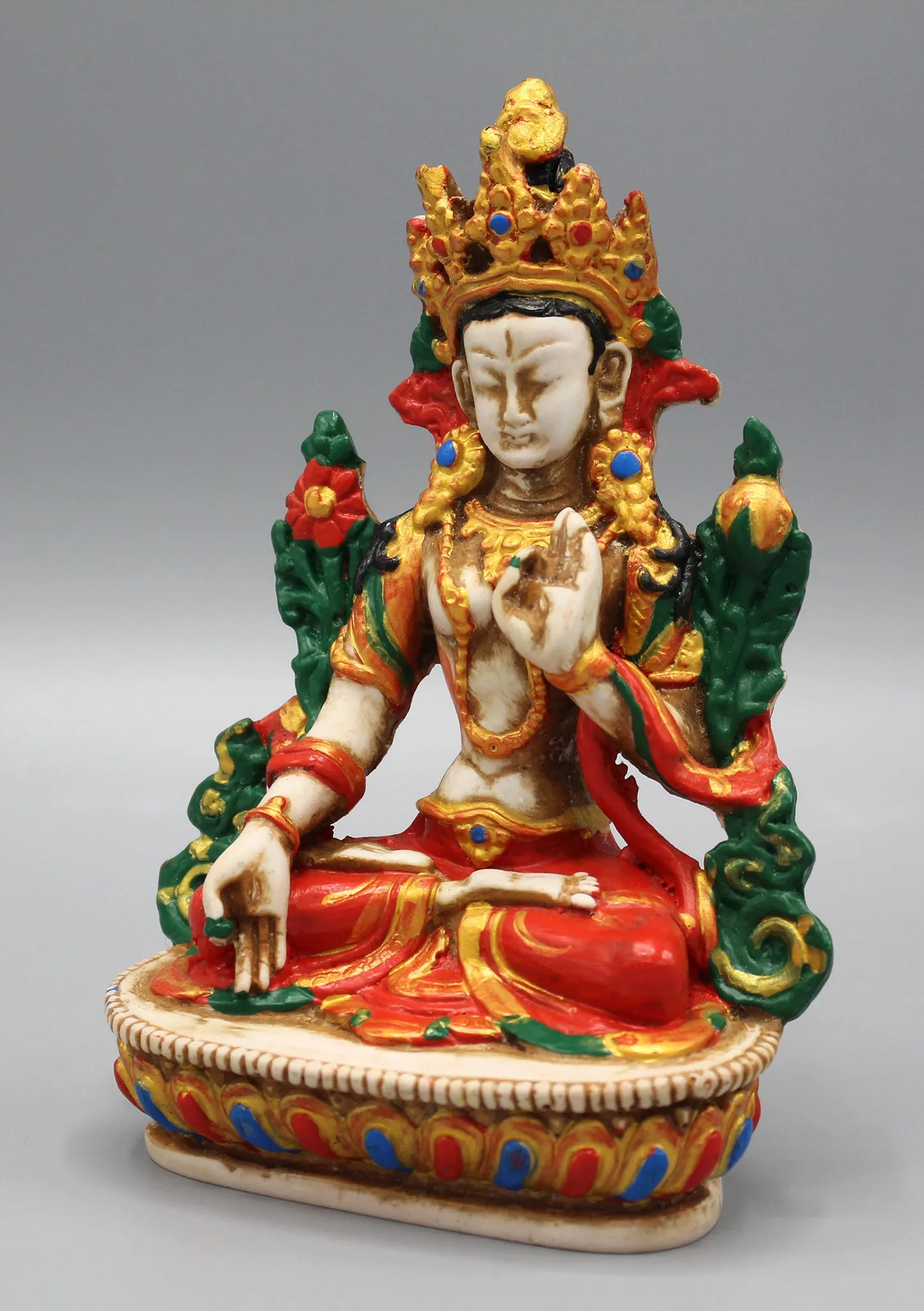 White Tara Statue 5.8" Handpainted Resin Nepal